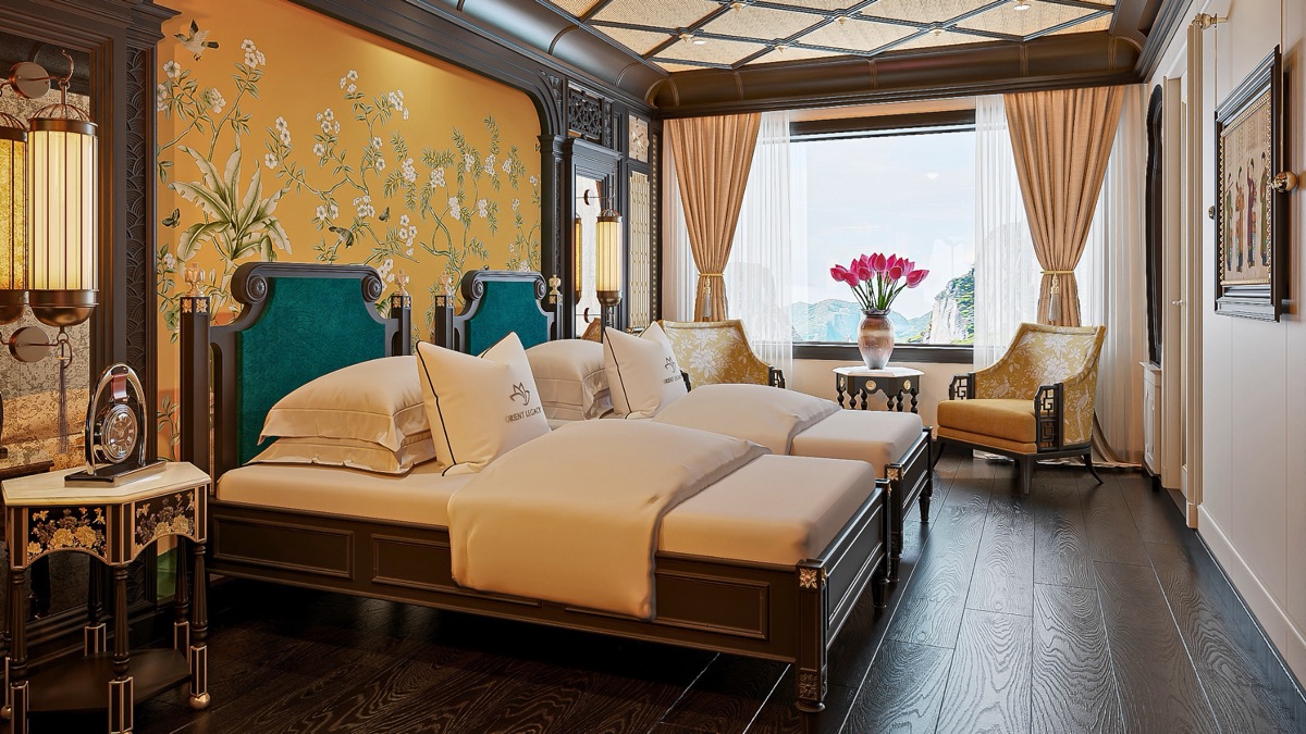 Halong Deluxe cabin aboard Orient Legacy Cruise